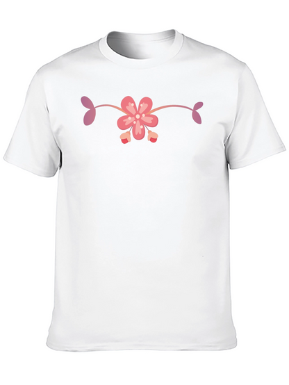 Black T-Shirt with Floral Design