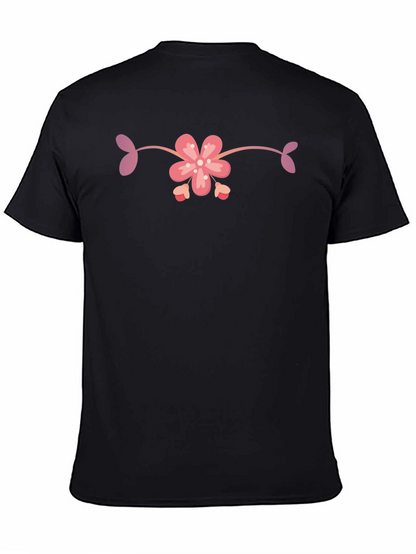 Black T-Shirt with Floral Design