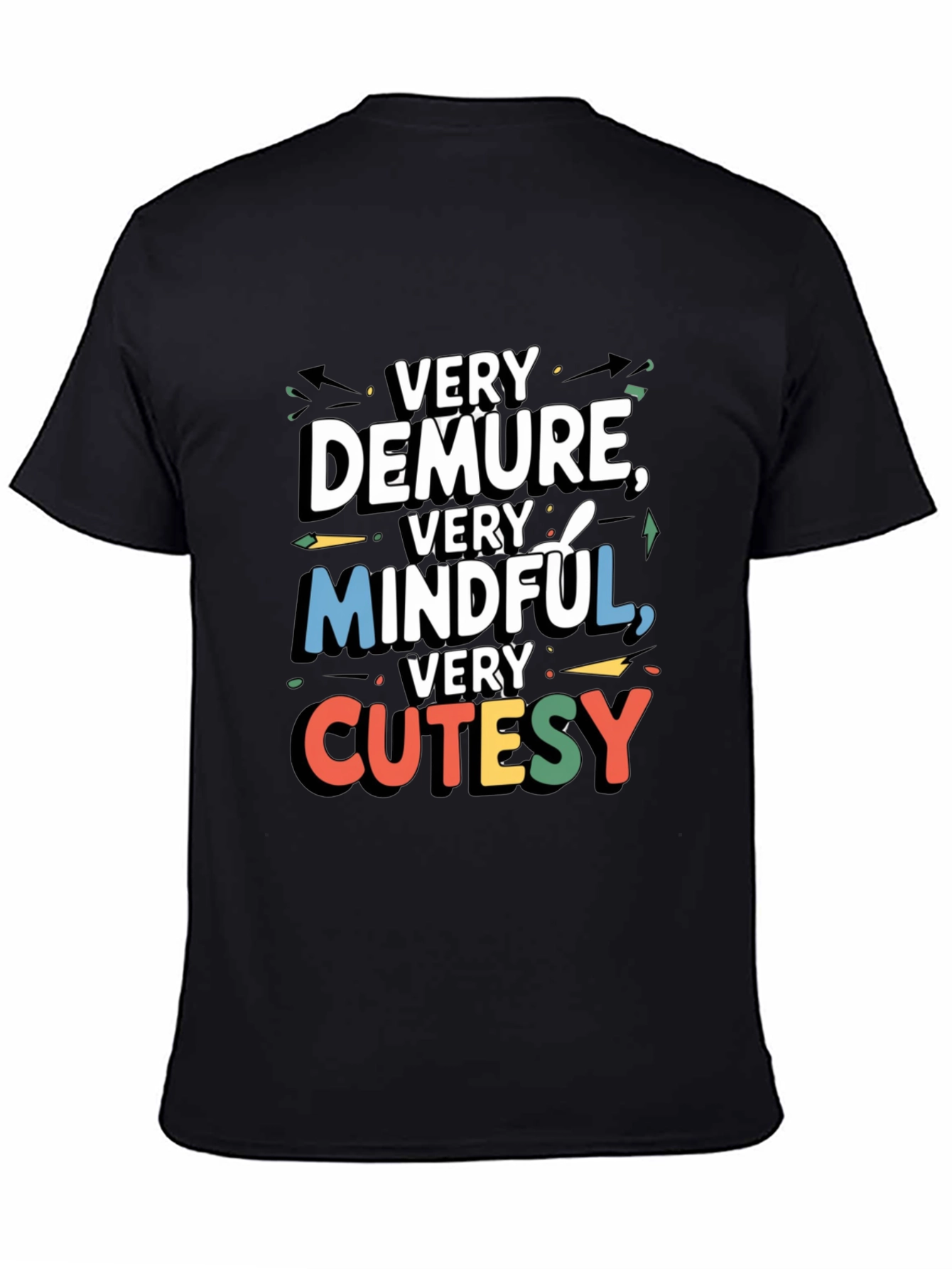 Very Demure Mindful Cutesy Black Graphic T-Shirt