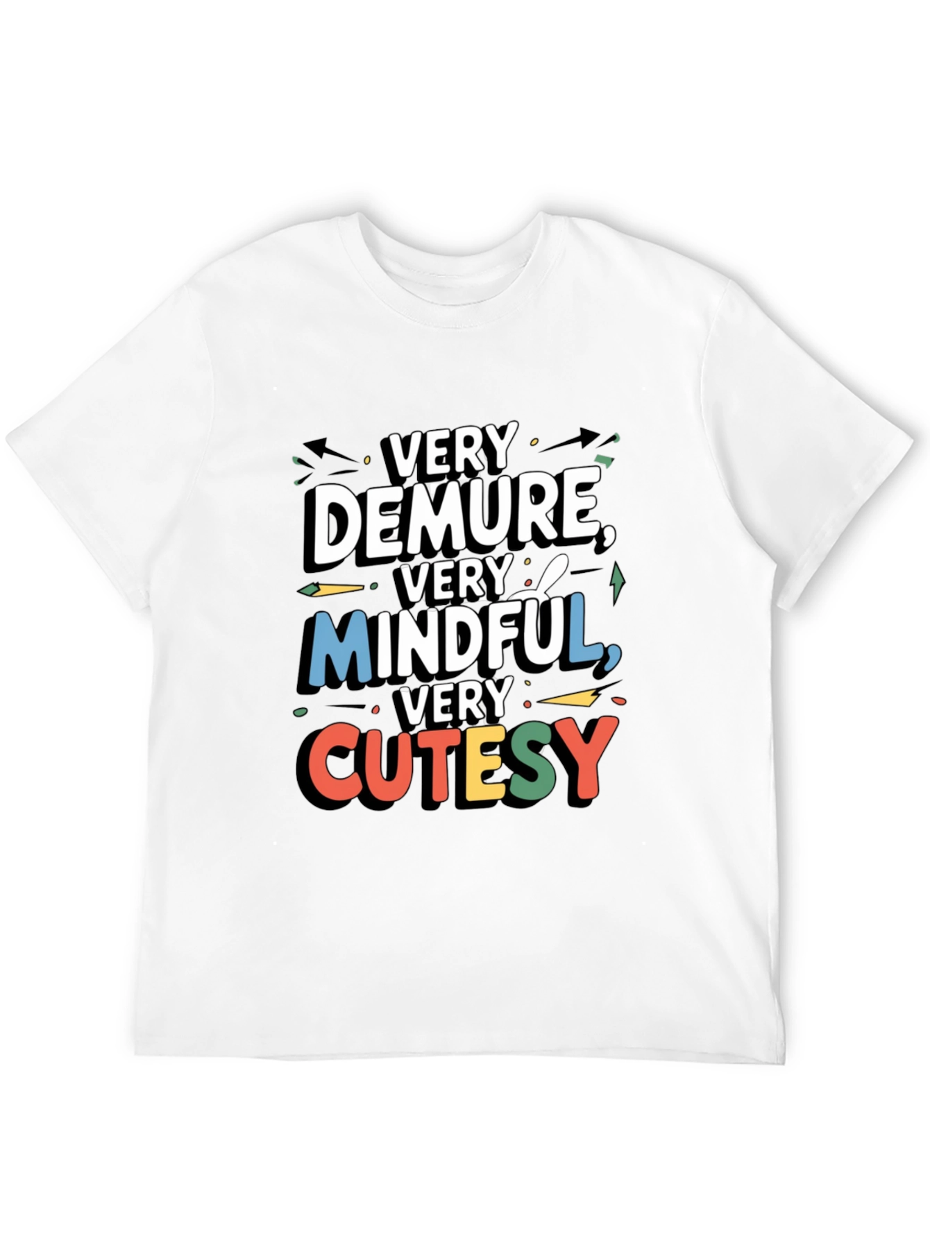 Very Demure Mindful Cutesy Black Graphic T-Shirt