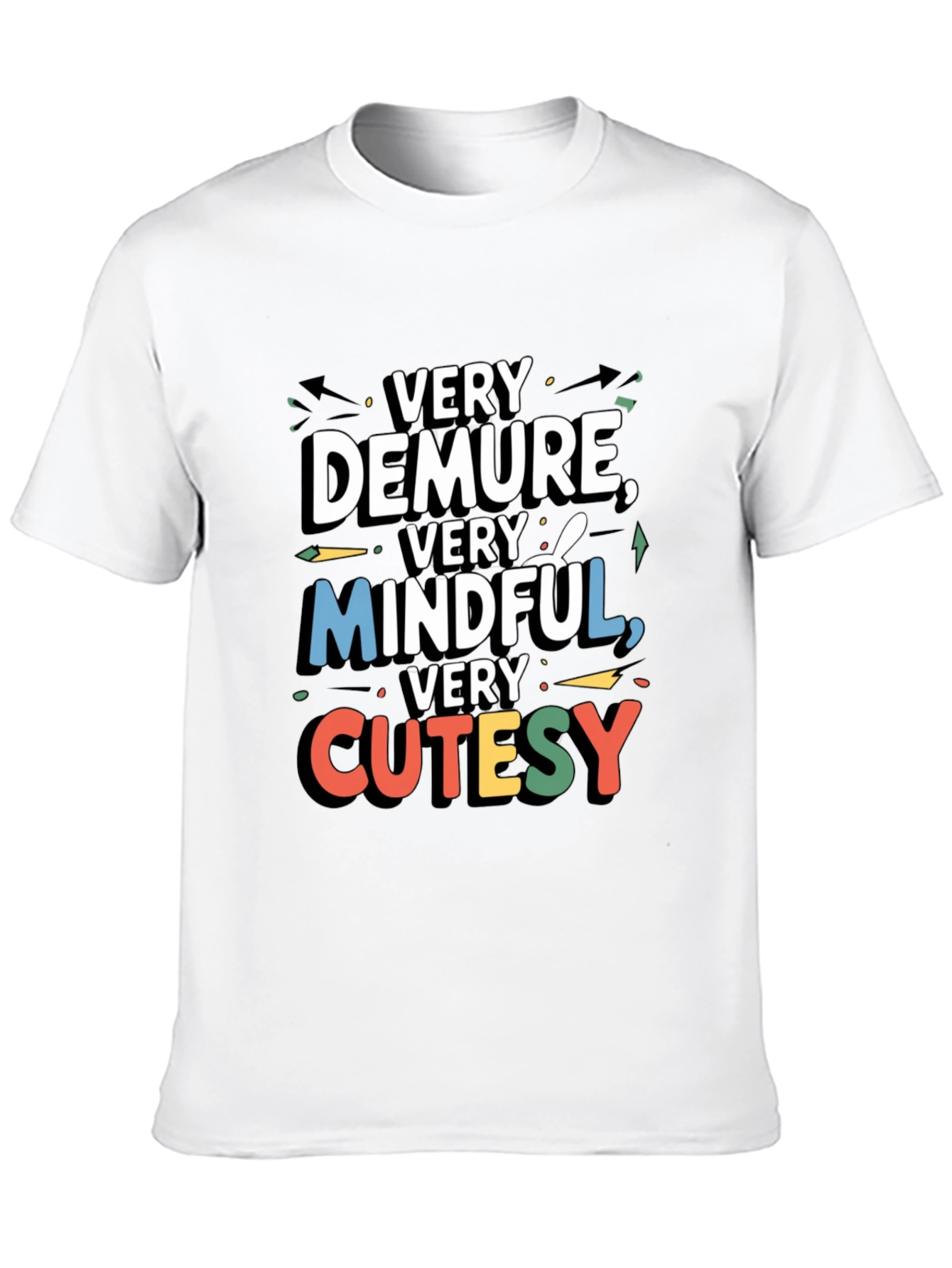 Very Demure Mindful Cutesy Black Graphic T-Shirt