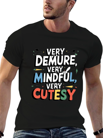 Very Demure Mindful Cutesy Black Graphic T-Shirt