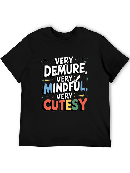Very Demure Mindful Cutesy Black Graphic T-Shirt