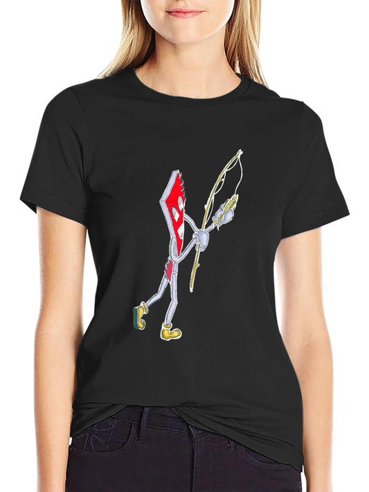 Ace of Diamonds Fishing Graphic Tee - Unique Cartoon Style