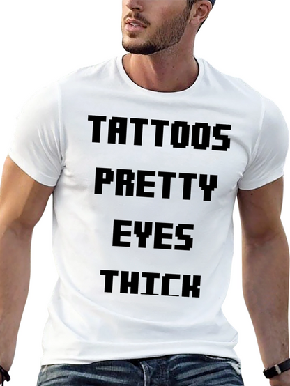 Tattoos Pretty Eyes Thick Mens Black T-Shirt