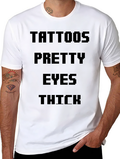 Tattoos Pretty Eyes Thick Mens Black T-Shirt
