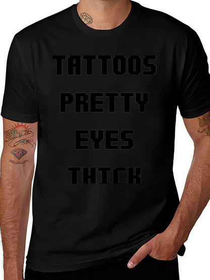 Tattoos Pretty Eyes Thick Mens Black T-Shirt