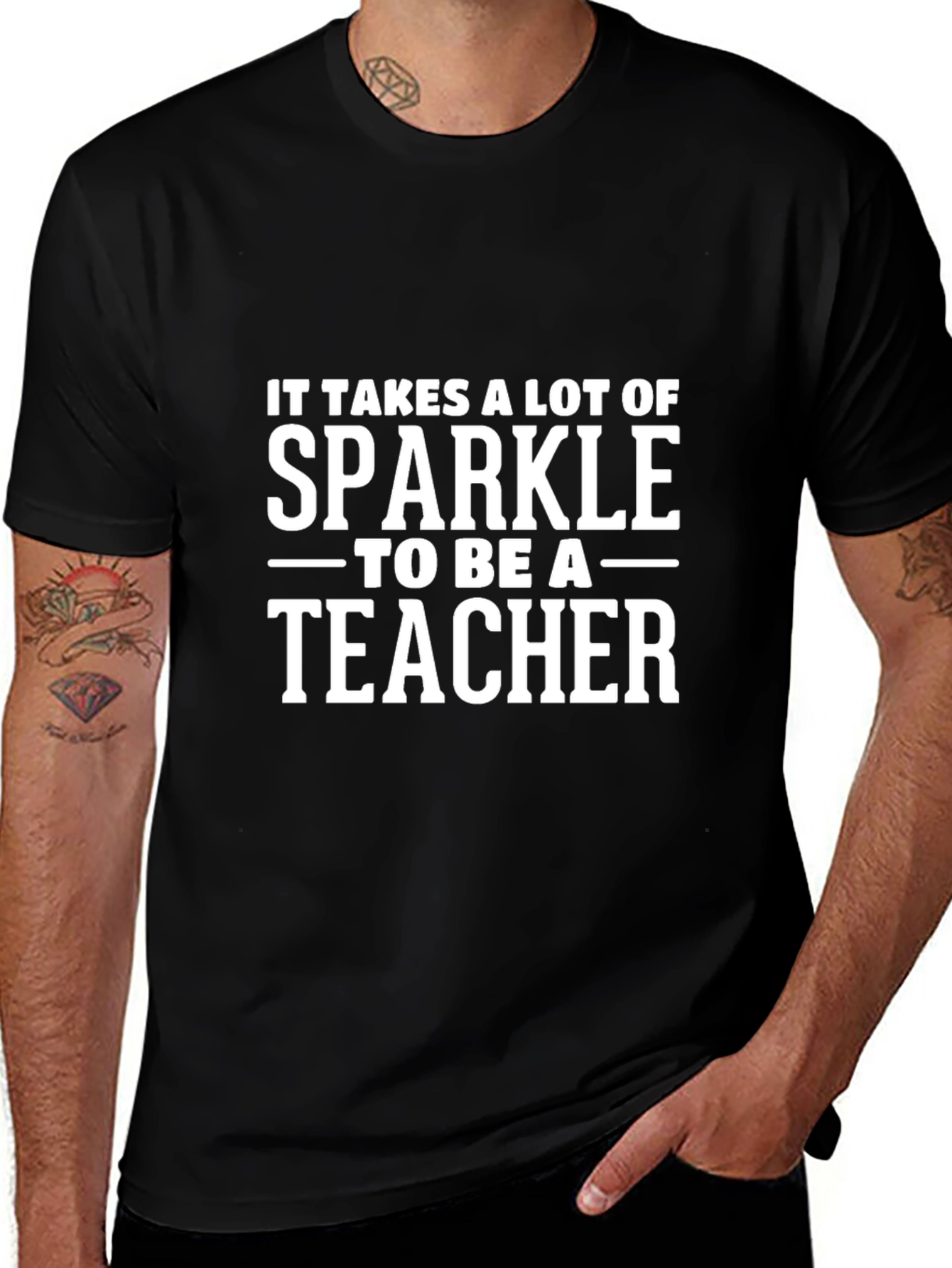 Sparkle Teacher T-Shirt - Black Cotton Tee