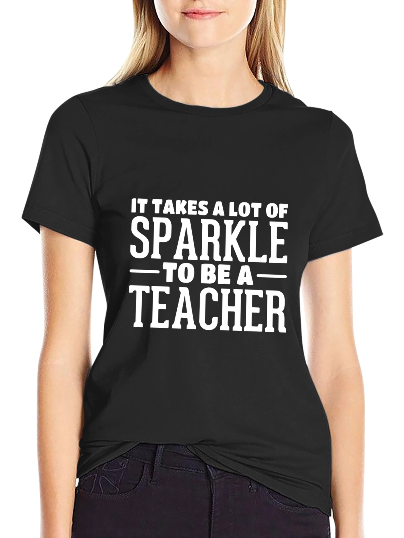 Sparkle Teacher T-Shirt - Black Cotton Tee