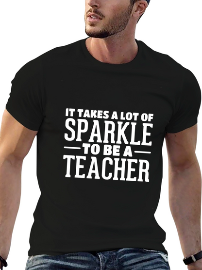 Sparkle Teacher T-Shirt - Black Cotton Tee