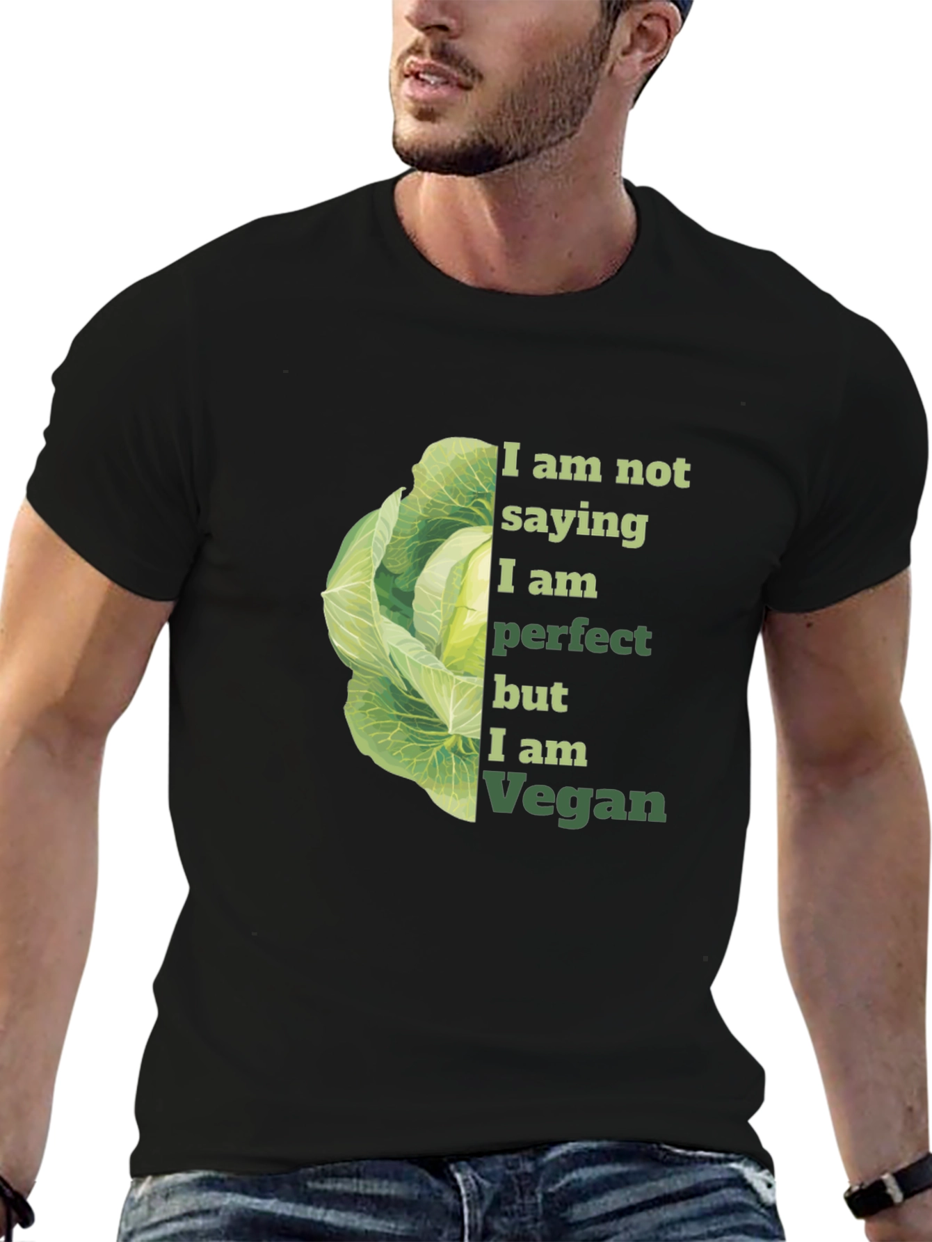 Vegan T-Shirt with Cabbage Design