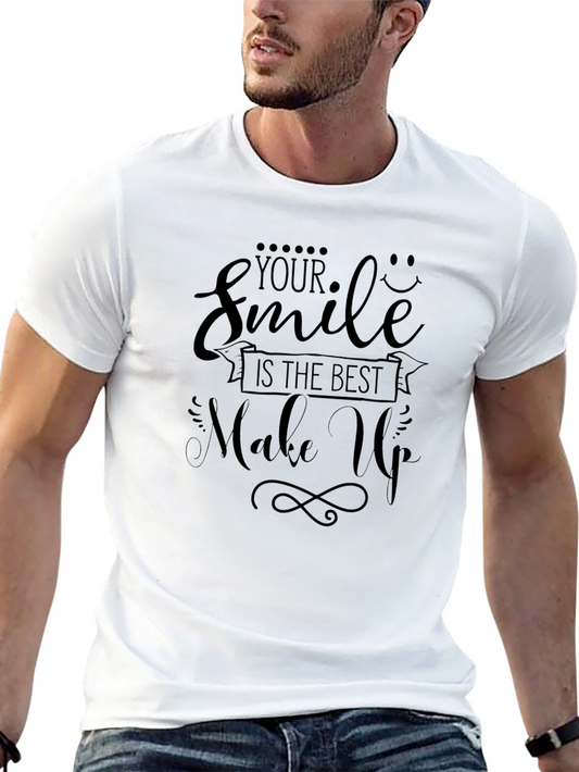 Smile Makeup Graphic T-Shirt - Stylish Crew Neck Tee