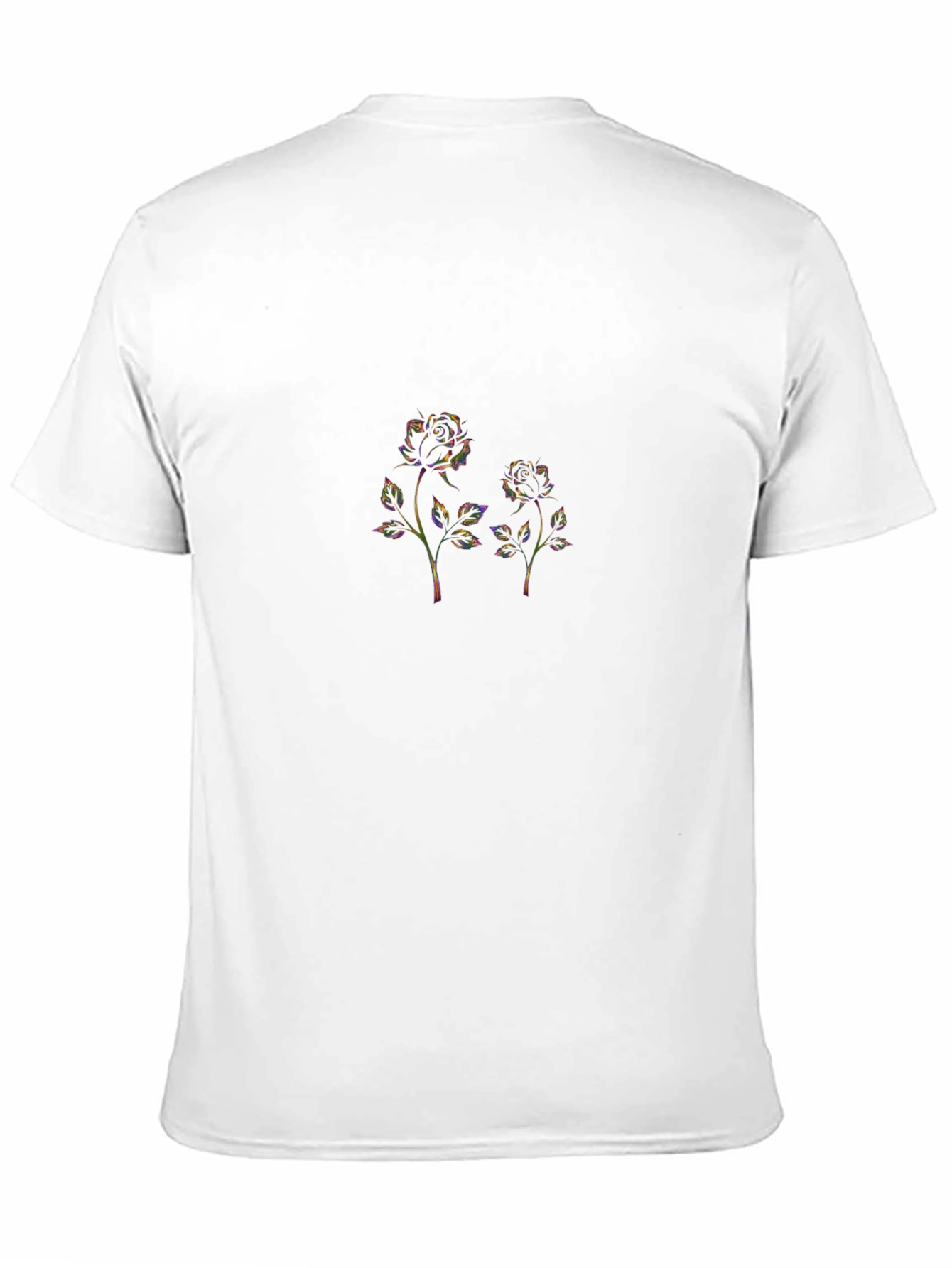 Black T-Shirt with Floral Rose Design