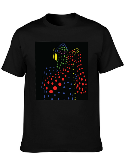Abstract Dot Pattern Black T-Shirt
