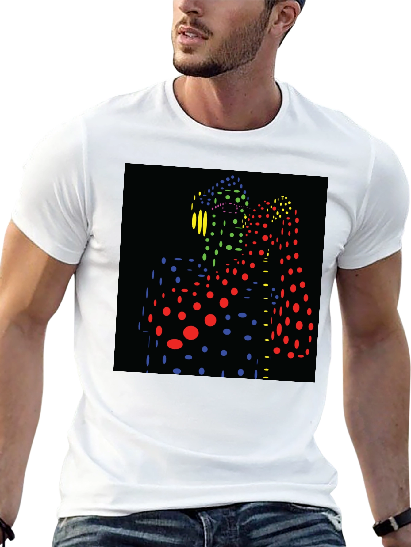 Abstract Dot Pattern Black T-Shirt