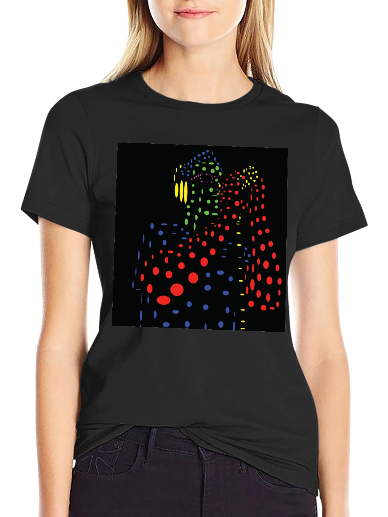 Abstract Dot Pattern Black T-Shirt