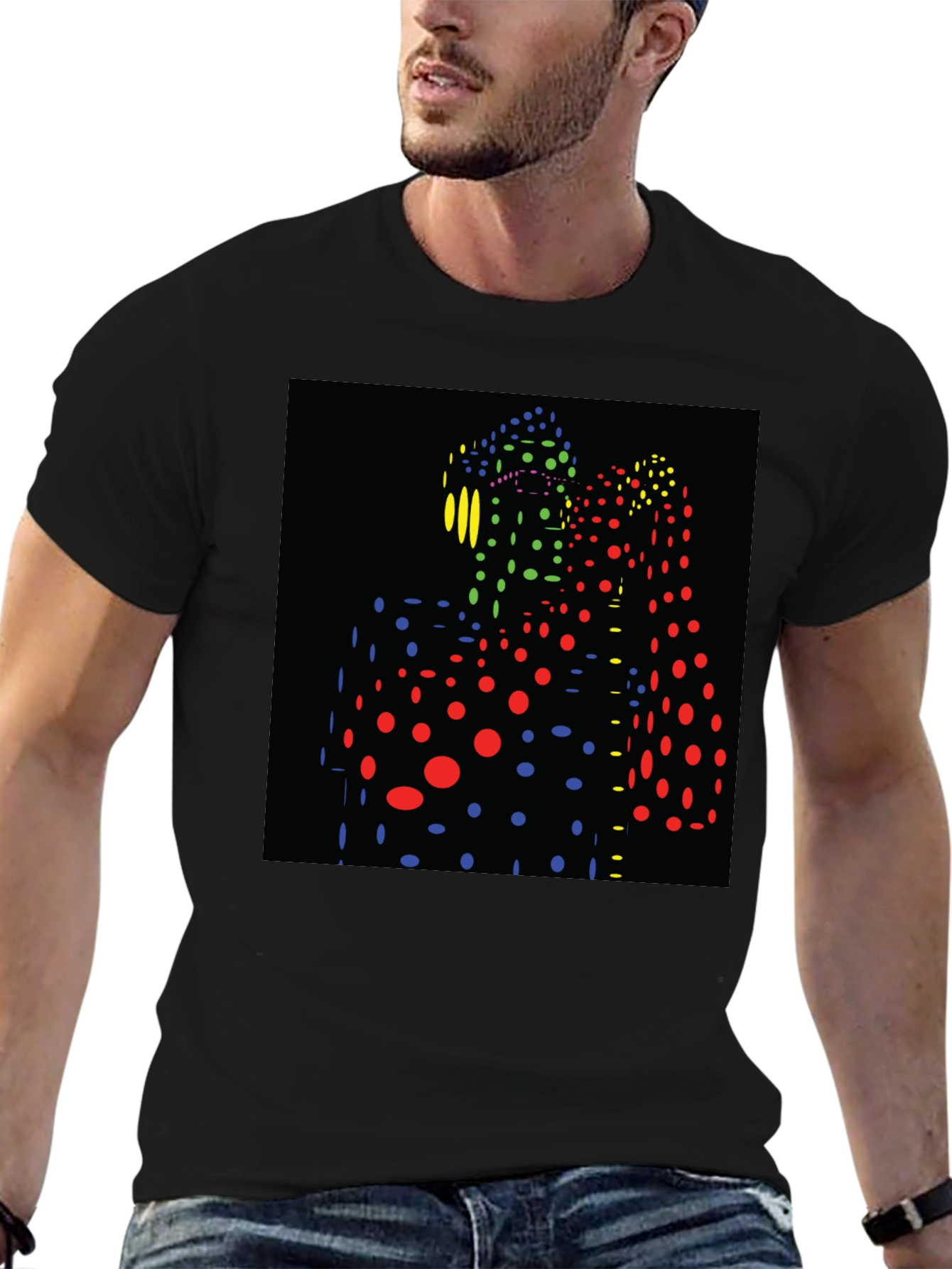 Abstract Dot Pattern Black T-Shirt