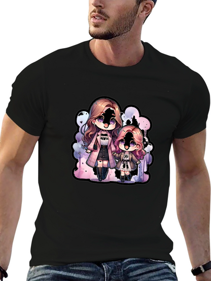 Anime Girl Graphic Black T-Shirt