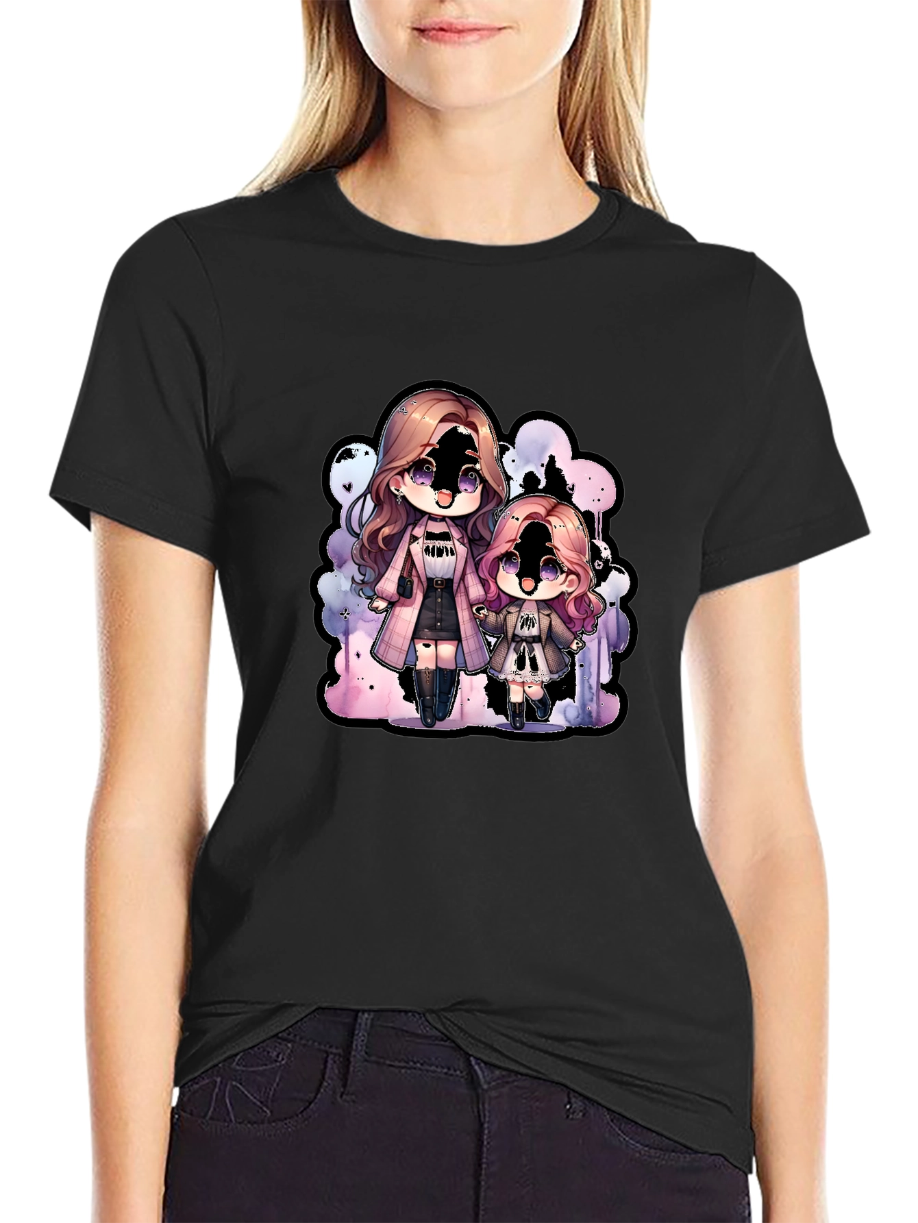 Anime Girl Graphic Black T-Shirt