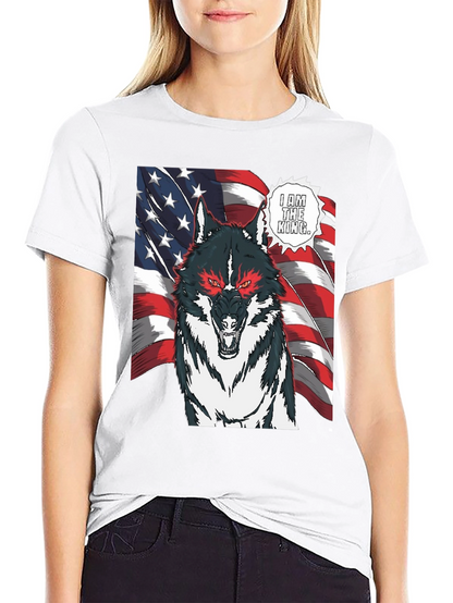 Wolf King American Flag Graphic T-Shirt