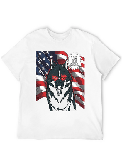 Wolf King American Flag Graphic T-Shirt