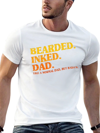 Bearded Inked Dad T-Shirt - Unique Fathers Day Gift