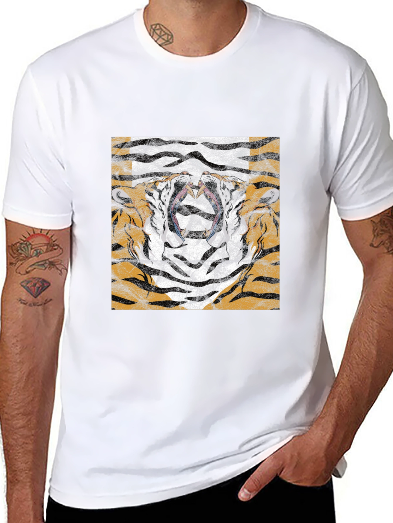 Tiger Face Graphic Black T-Shirt