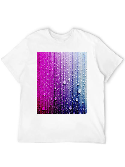 Vibrant Raindrop Graphic Tee - Black Cotton T-Shirt