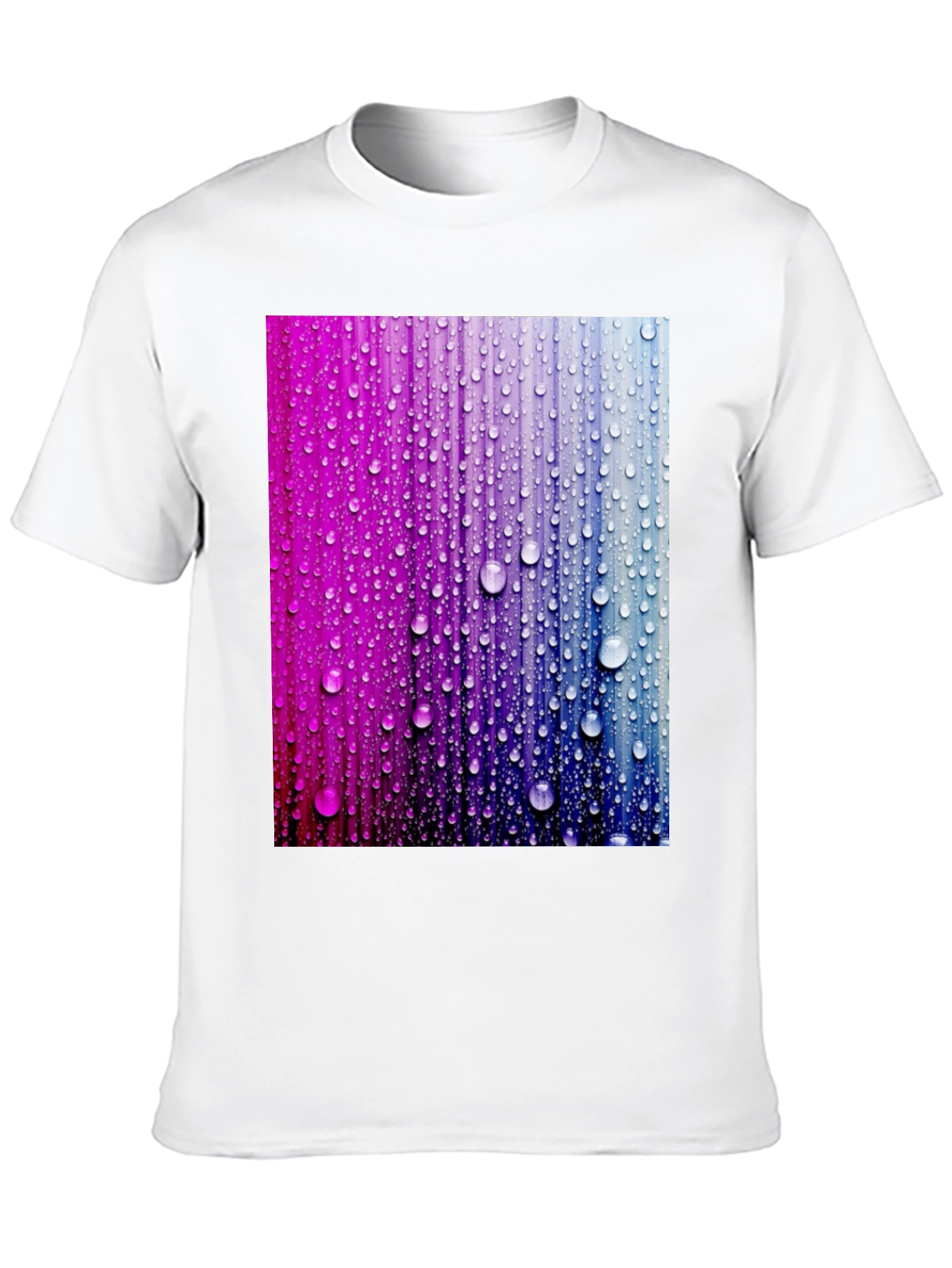 Vibrant Raindrop Graphic Tee - Black Cotton T-Shirt