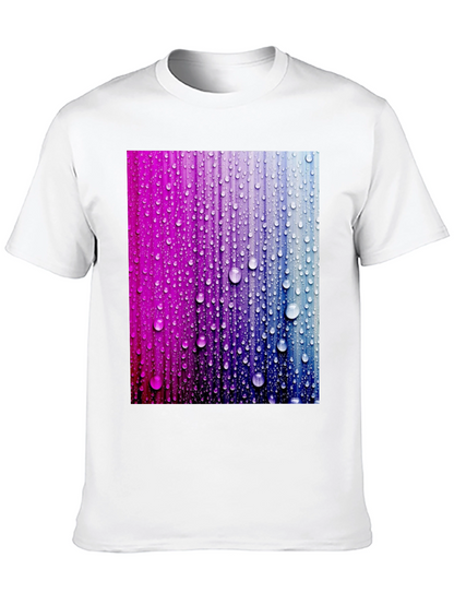 Vibrant Raindrop Graphic Tee - Black Cotton T-Shirt