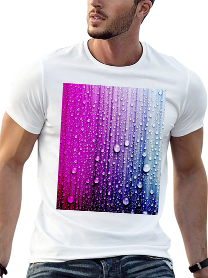 Vibrant Raindrop Graphic Tee - Black Cotton T-Shirt