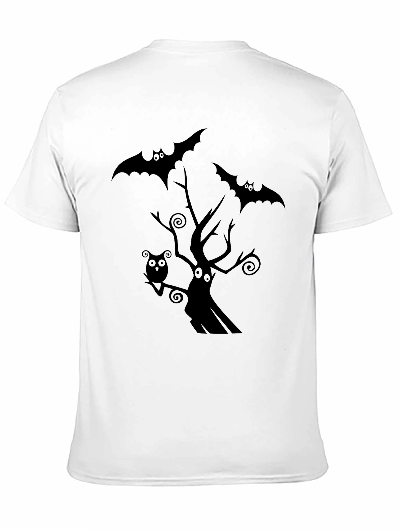 Spooky Halloween Graphic Tee - Bats & Tree