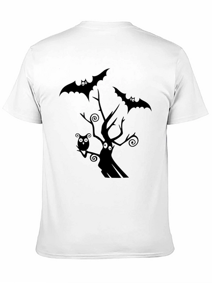 Spooky Halloween Graphic Tee - Bats & Tree