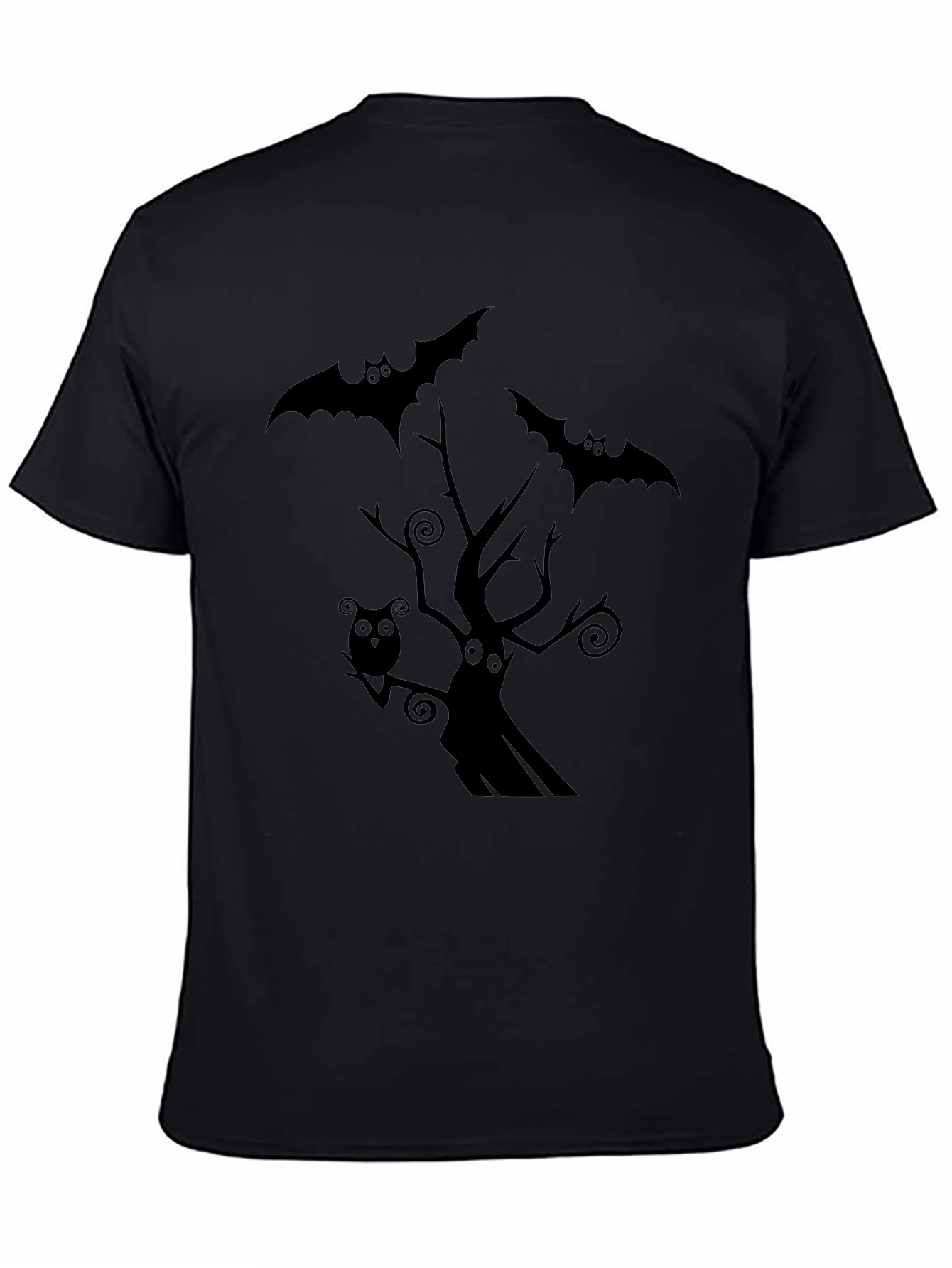 Spooky Halloween Graphic Tee - Bats & Tree