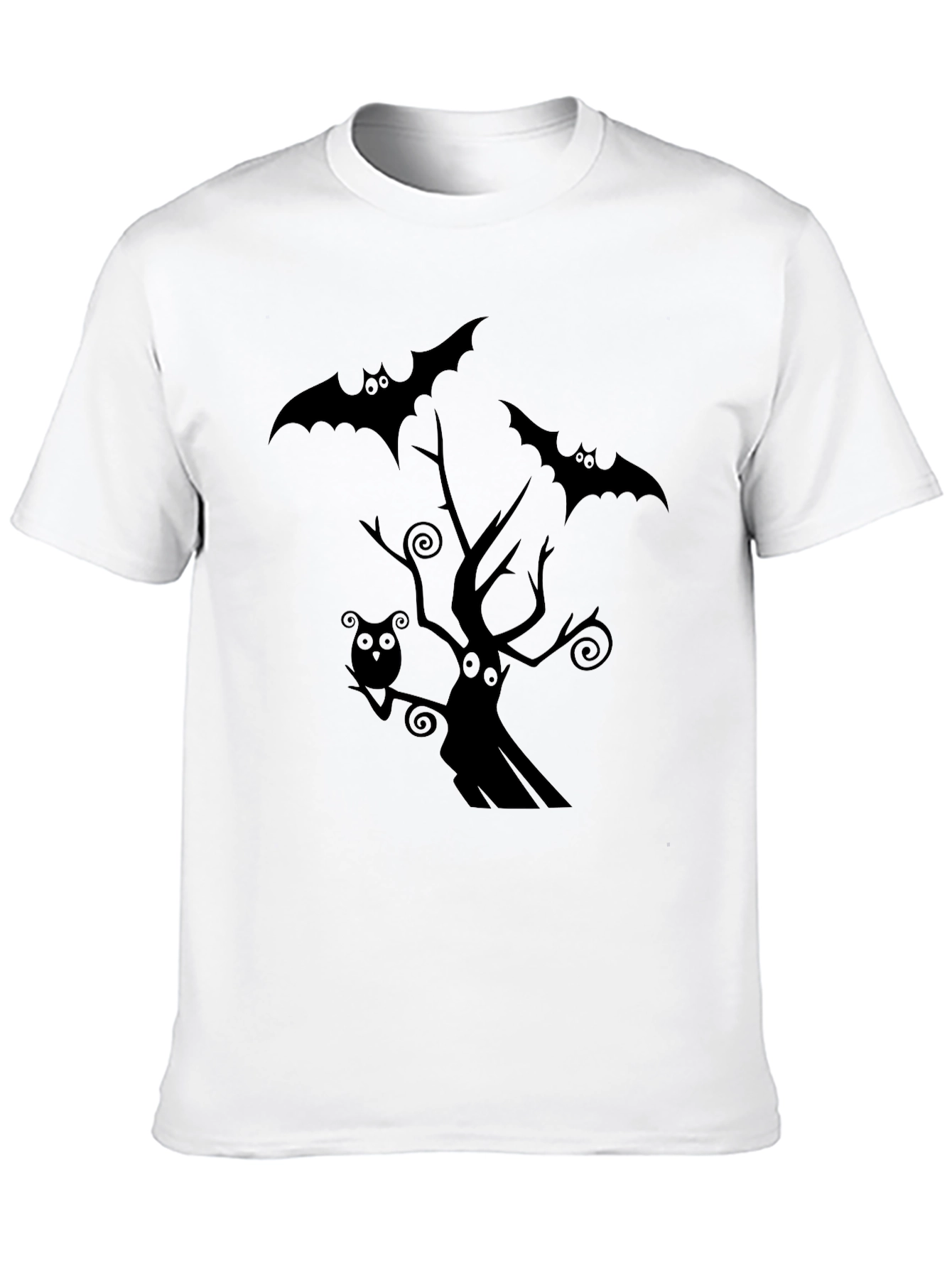 Spooky Halloween Graphic Tee - Bats & Tree