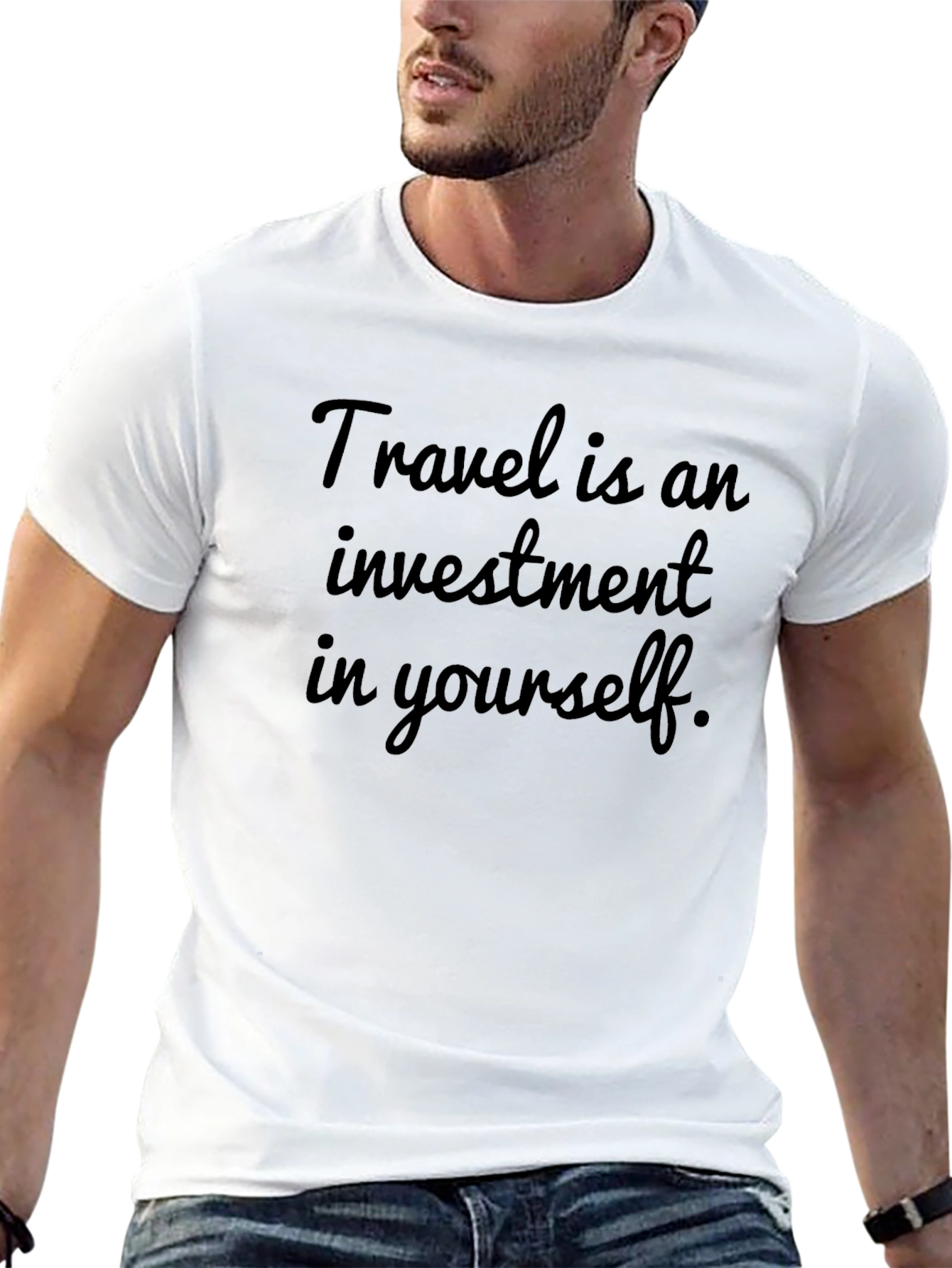 Travel Investment Tee: Black Cotton Comfort