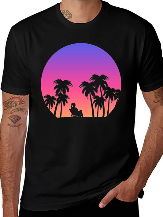 Sunset Palm Tee - Tropical Vibes