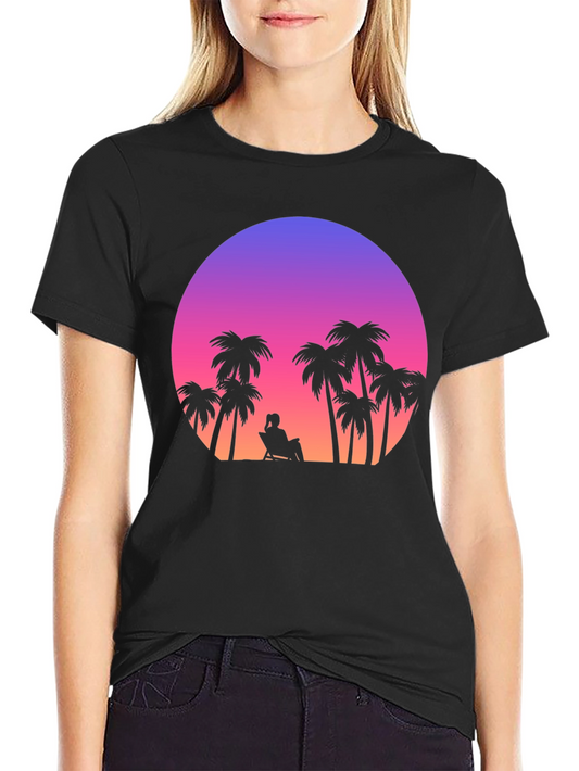 Sunset Palm Tee - Tropical Vibes