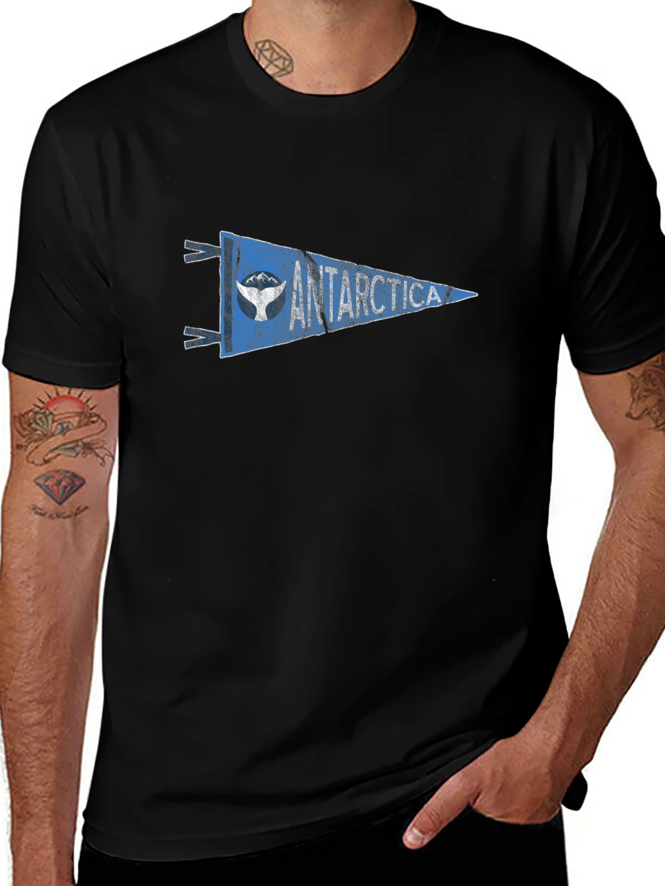 Antarctica Pennant Graphic Tee - Black