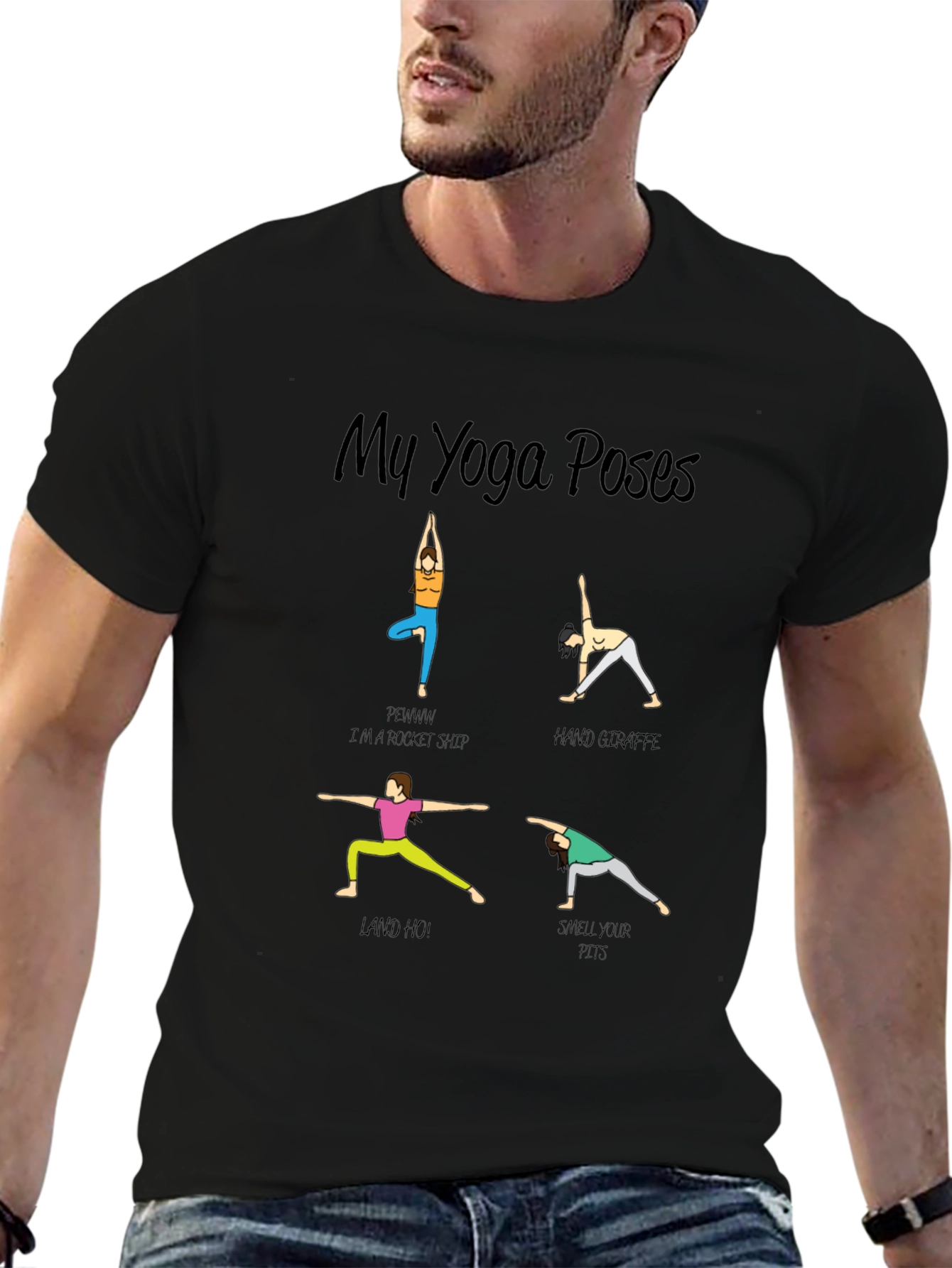 Yoga Poses Graphic T-Shirt - Funny Exercise Tee