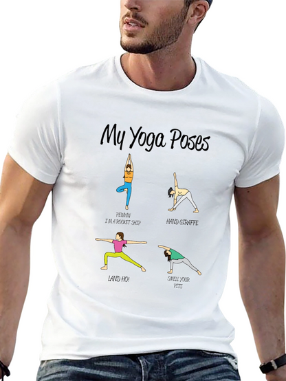 Yoga Poses Graphic T-Shirt - Funny Exercise Tee