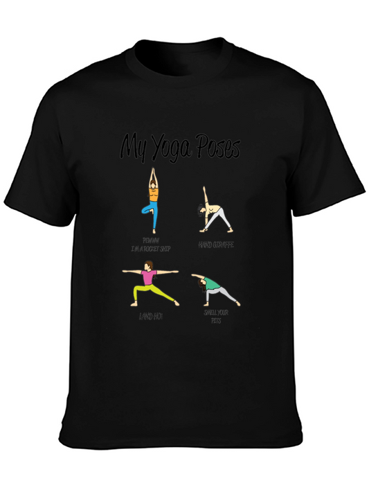 Yoga Poses Graphic T-Shirt - Funny Exercise Tee