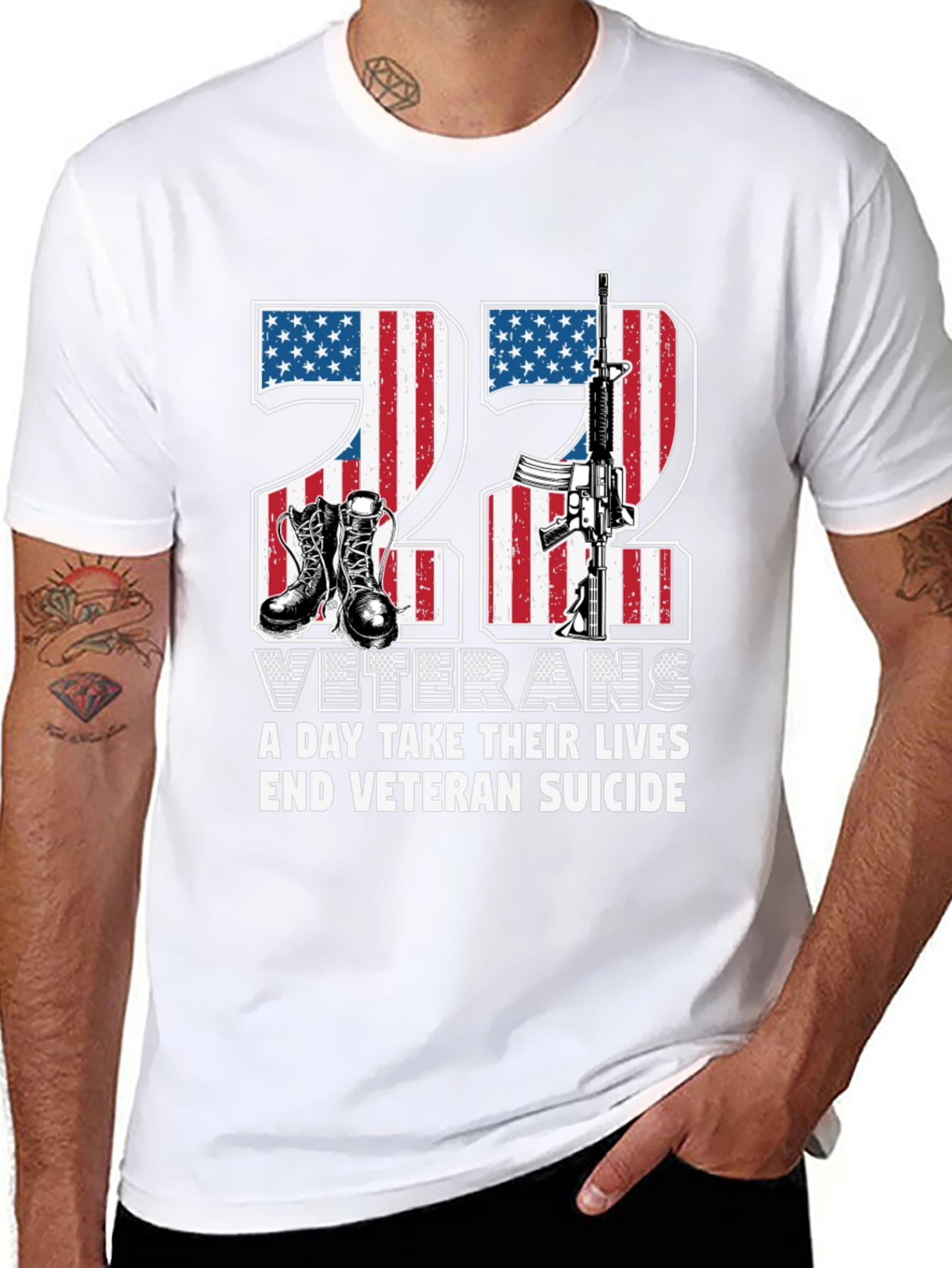 22 Veterans Suicide Awareness Graphic T-Shirt