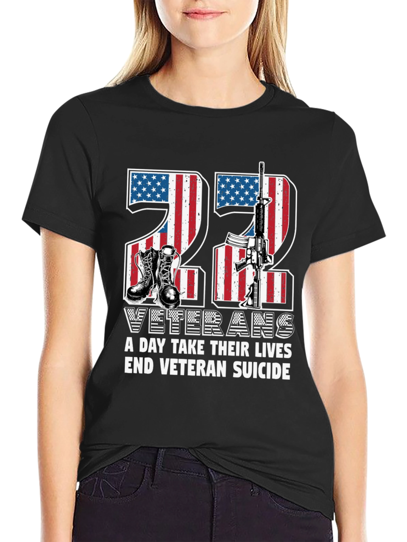 22 Veterans Suicide Awareness Graphic T-Shirt