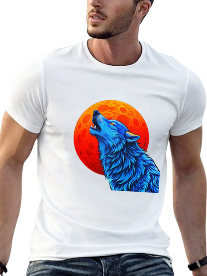 Wolf Howling at Moon Graphic Black T-Shirt