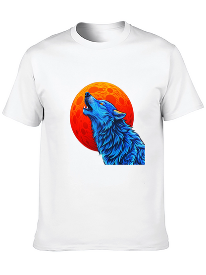 Wolf Howling at Moon Graphic Black T-Shirt
