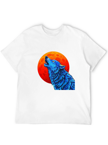 Wolf Howling at Moon Graphic Black T-Shirt