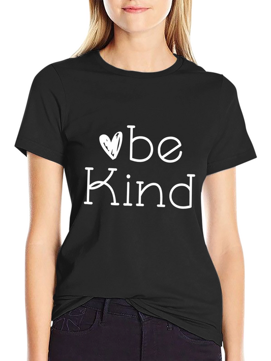 Be Kind Graphic Tee - Heart Detail Soft Black Fabric