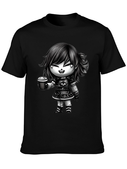 Anime Girl Coffee T-Shirt - Stylish Graphic Tee