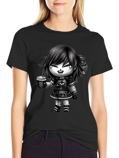 Anime Girl Coffee T-Shirt - Stylish Graphic Tee